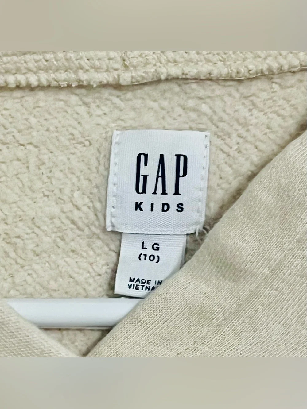 GAP Beige Sequin Logo Hoodie - Girls Casual Sweater